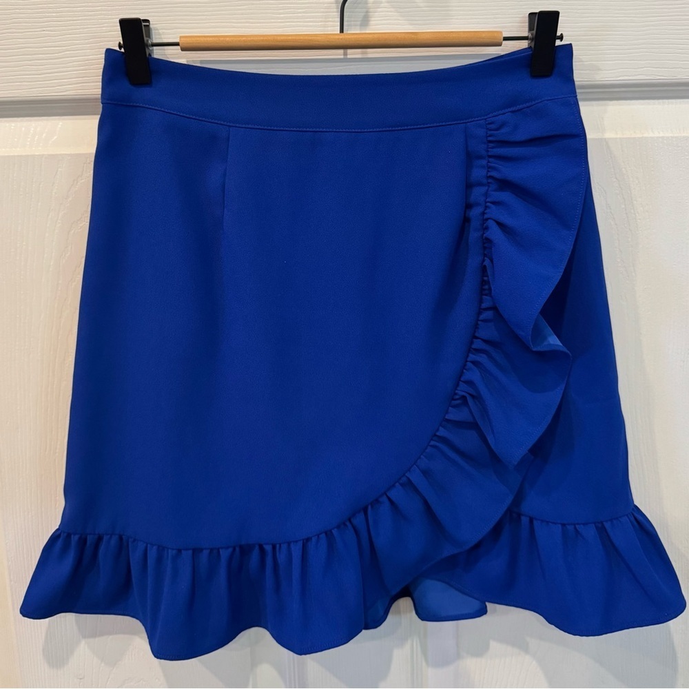 Karlie Casual Skirt Ruffle Faux Wrap Blue Mini Skirt Size Medium